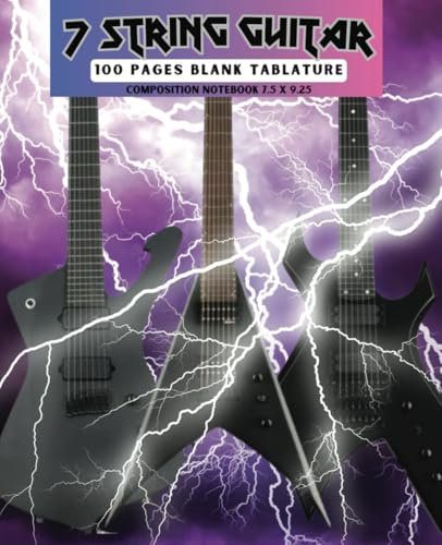 7 String Guitar Tablature Book For Guitar or Bass Blank Music Tab Book Songbook Electric Acoustic Classical Guitar Blank Tab 7 Lines Musicians Guitarists Gift