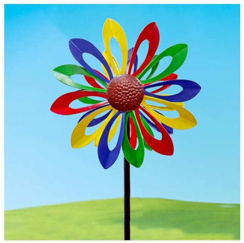 Molinillo De Viento 174CM Veleta Decorativa con Diseño De Girasol, Rehiletes De Viento para Jardin Patio Jardín Césped Y En Cualquier Lugar Aire Libre,Colorful