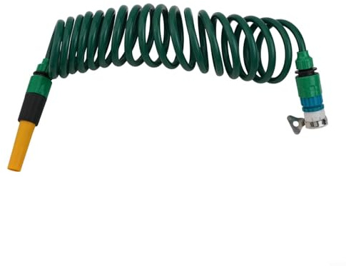 Zilimontt Manguera de agua flexible de jardín retráctil de 5 m, 10 m, 15 m, con boquilla de pulverización ajustable y conector rápido para riego al aire libre y lavado de coches, plástico duradero (5