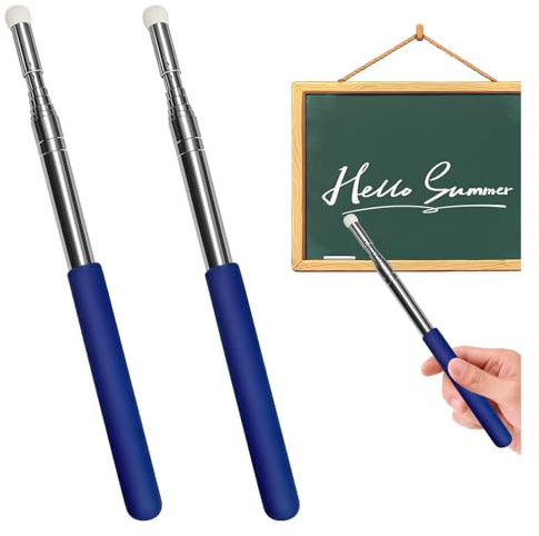 Klerbesh 2 Unidades Puntero Telescópico 1.2m, Varilla Extensible de Acero Inoxidable, Mango Antideslizante, para Enseñanza, Presentaciones y Pizarras Blancas,Diseño Portátil y Resistente (2PC Azul)
