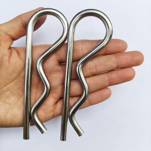 4Pcs Heavy Duty Hitch Pins Clip R Clips, Spring Retaining Wire Hair Pins ,Cotter Pin Strong Spring Tension Large for Trailer Tractors Mower Carts Truck Pin Clip Color Zinc M5x100mm