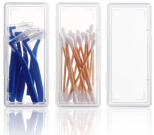 Matwsec 3PCS Floss Pick Holder Cotton Swab Holder Cotton Pad Holders Dental Floss Holders with Lid for Travel Cottons Buds Flosss Small Items