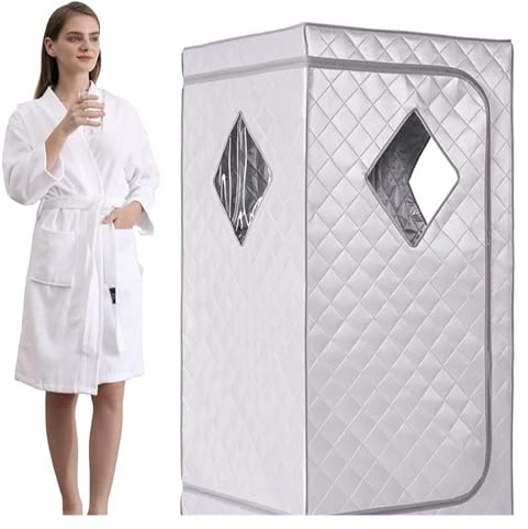 Bärbar infraröd bastu, personlig for hemmet med bärbar stol, spatält for detoxterapi Eliminera trötthet Skönhetsvård för hemmabruk(Silver)