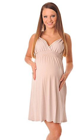 Purpless Maternity Summer Party Sun Woman Dress Pregnancy Tunic 8423 (16, Beige)