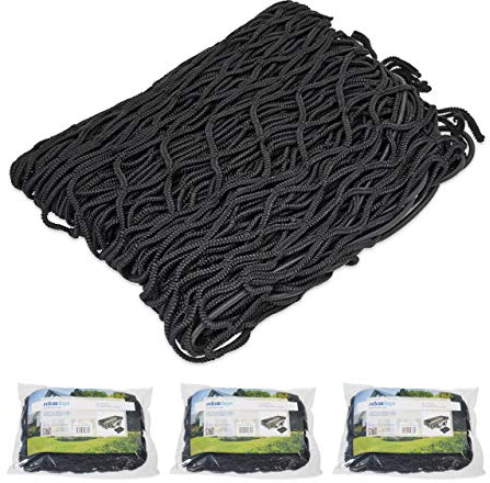 4 x Anhängernetz, Gepäcknetz zur Ladungssicherung, reißfest, flexibel, dehnbar bis 3x2 Meter, Abdecknetz, schwarz