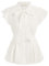 Damen T-Shirt Casual Kurzarm Stehkragen mit Krawatte Tops Elegant Party Hochzeit Elfenbein S
