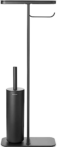 Brabantia - Mindset Toilettenbutler - Badezimmerregal, Klopapierhalter & Hygienische Toilettenbürste - Korrosionsbeständig - Stabiler & Rutschfester Boden - Infinite Grey - 75,5 x 12,5 x 29 cm