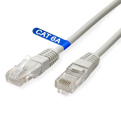ATLANTIS Cavo Ethernet Cat 6A UTP 5 m, Cavo LAN di Rete, in Rame. Connettori RJ45 pressofusi.