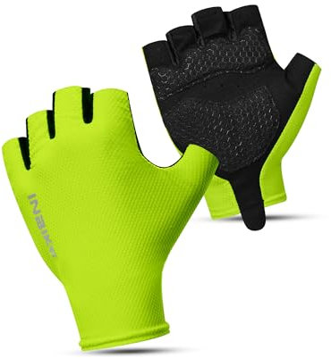 INBIKE Fahrradhandschuhe Herren Damen MTB Moutainbike Rennrad Handschuhe Sommer Haslbfinger Fingerlos Radsport rutschfest Stoßfest Elastisch Reflektierend Atmungsaktiv Radsport Multifunkton Grün L