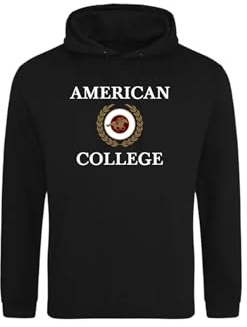 AMERICAN COLLEGE USA Tröja tröja med tryck varma kläder unisex barn pojkar och flickor casual modell ACSCW7 svart 8 år, svart, 8 �r