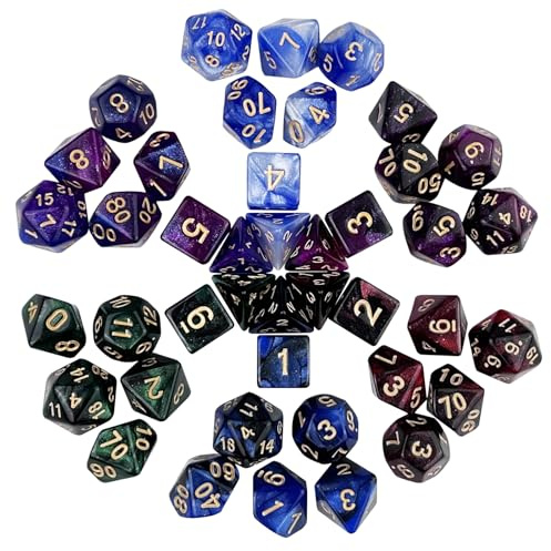 Maxentico Dnd Juego de dados (6 x 7 (42 unidades) Dnd Dice Set, Dungeons and Dragons Dados, Juego de Dados Poliédricos Colored, Multicara Juego de Dados para Juegos de Roles, Pathfinder, Juegos de