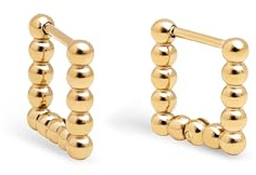 SINGULARU - Pendientes Mila Dots. Acero con Acabado en Baño Oro de 18Kt. Aro Cuadrados con Cierre Congo/Click. Joyas para Mujer