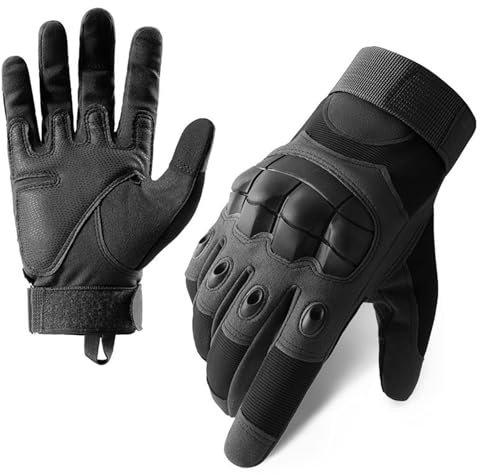 Nayubo Guanti da moto per le donne degli uomini Guanti da ciclismo con guscio duro Knuckle Protezione Full-Finger Guanti per gli sport all'aria aperta Equitazione Lavoro (nero)