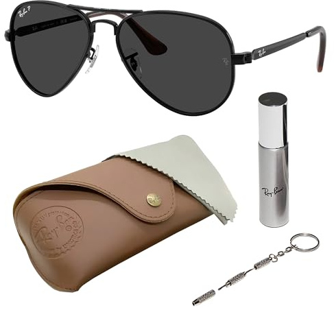 Ray-Ban RB3925 Pilot Shape Polarized Sunglasses for Men & Women – Includes Official Rayban Eyewear Kit – Ideal Formal & Casual Wear Sunglasess – Black Polarized Lens