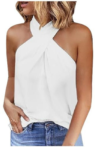 Neckholder top Damen Sport, Tank Top Damen Neckholder Ärmellose Oberteile Elegant Sommer Tank Tops Sexy Basic Shirts Rückenfrei Einfarbig Bluse Tanktop Locker Casual Tshirt