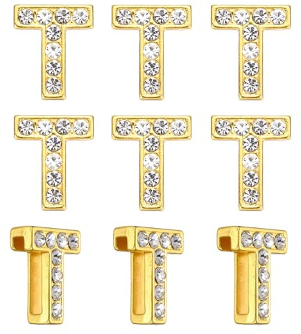 PATIKIL Strass bokstavsberlock, 30 st 10 mm glidarmband hängen kristall bokstav t berlock hängen alfabet A-Z för gör-det-själv smyckestillverkning halsband armband, guldton, 12mm, legering, Strass