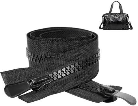 Domicubes Cerniere con doppia apertura in plastica, 70 cm, cerniera divisibile, nero, per vestiti, borse, giacche