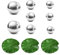 BDHYYM 8er Set Edelstahl Dekokugel Silber Spiegelkugel mit 3 Schwimmend Lotusblätter Schwimmkugeln 3 Größen 2.5 cm bis 6 cm für Mini Teich Deko Garten Teichdeko Miniteich Deko Kugeln