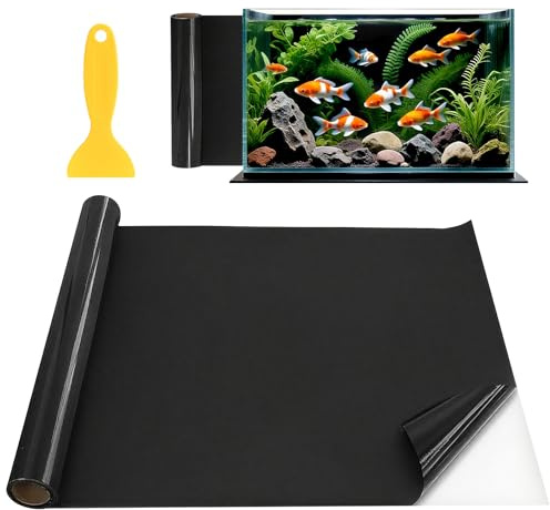 Sythrix Fish Tank Background, Black Aquarium Background, Cling Fish Tank Backdrop Static Cling Fish Tank Background Aquarium Wallpaper for Fish Tank Decoration (Black 50 * 200cm)