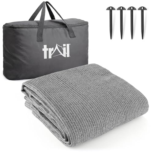 Trail Breathable Awning Carpet for Campervans & Motorhomes | Breathable Woven HDPE Fabric, Grass-Friendly Design, Metal Eyelets & Pegs Included, Rot-Proof & UV-Resistant, Bag Included