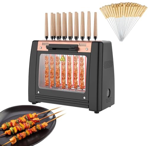 Barbecue Électrique Sans Fumée à Rôtissoire Verticale, Grill Kebab à Brochettes Rotatives pour Viande et Poisson