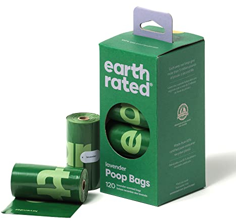 Earth Rated Hundekotbeutel, garantiert auslaufsichere und extra dicke Abfallsäcke als Nachfüllrollen für Hunde, Lavendelduft, 120 Stück