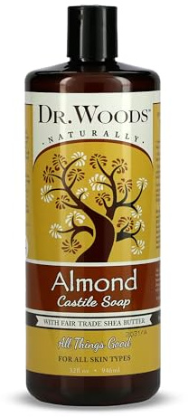 Dr. Woods Pure Almond Liquid Castile Soap with Organic Shea Butter, 32 Ounce