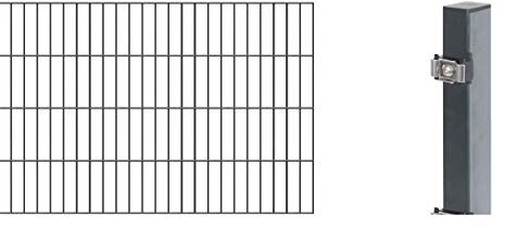 Alberts 642617 Erweiterung zum Doppelstabmattenzaun | verschiedene Höhen - wahlweise in verschiedenen Farben | anthrazit | Höhe 80 cm | Länge 2 m