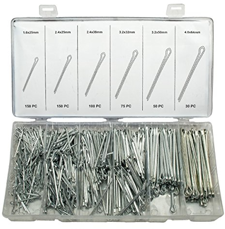 555 Stück Splint Sortiment aus Stahl in 6 Größen FT-OA555