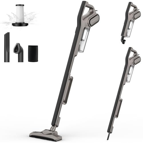 Deerma DX700S Aspirapolvere con Cavo 2 in 1, 15KPa, Filtro HEPA Lavabile, Rotazione a 180°, Leggera e Senza Sacco, Ideale per Pavimenti Duri, Peli di Animali e Auto