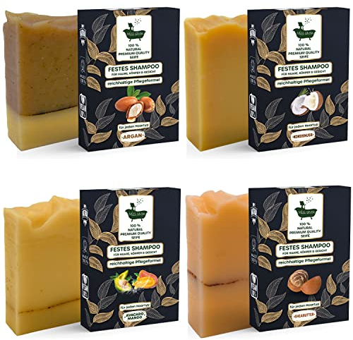 Miss Savon - Handgemacht Vegan & Plastikfreies Festes Shampoo und Seifen Set - Natürliches Duschgel & Gesichtspflege (KleoPatra`s Schönheit)