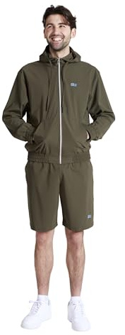 Sportkind Jungen & Herren Tennis Cross Trainingsjacke mit Bund & Kapuze, atmungsaktiv, khaki, Gr. 152