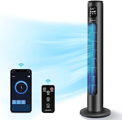 Aigostar Ventilateur Colonne 97cm Intelligent.Oscillation 70°,Silencieux,Ecran LED WiFi + Bluetooth,50W. 3 Vitesses.Contrôle par App,Alexa et Google Home. - Smart Ross