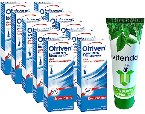 OTRIVEN 0,1% Dosierspray o.K. für Erwachsene und Kinder ab 12 Jahren 10x10ml inclusive einer Handcreme von vitenda