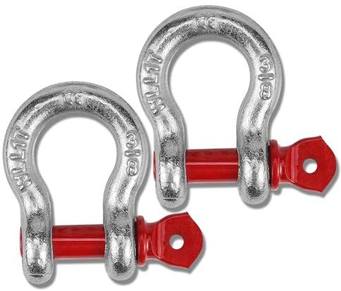 Grillete de Acero Cargas Pesadas con Perno Ocular Grilletes Rizados Grillete Curvo de Alta Resistencia para Recuperar Remolque Amarre Toldo y Barco (2 unidades, WLL: 1,0 t)