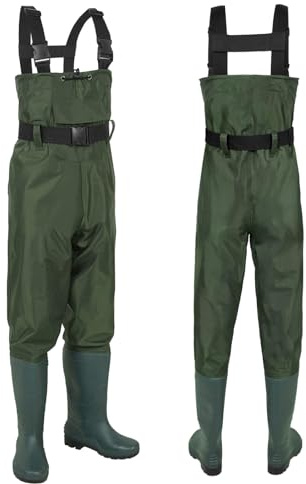 Fishing Chest Waders for Men Women with Boots Waterproof Breathable Waders with Chest Pocket and Adjustable Strap, Nylon Fly Coarse Fishing Waders, for Fishing Lover