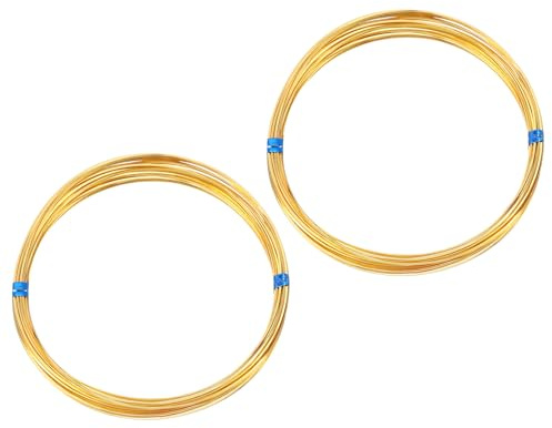 PATIKIL 22Gauge/0.6mm 19.69 Feet Brass Square Wire, 2 Rolls Soft Bendable Gold Plated Brass Coil Wire for Jewelry Making DIY Earring Wrapping Art Crafts Decoration, 18K Gold