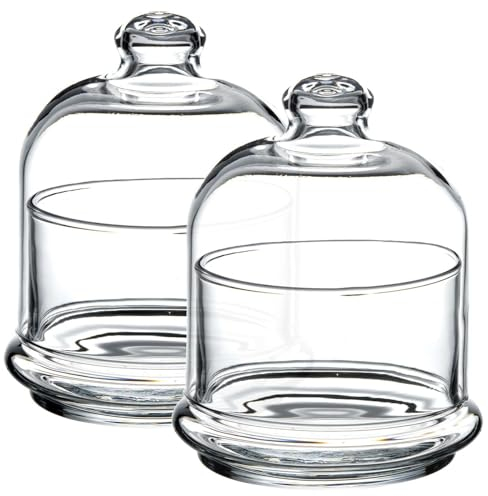 Queensway Home & Dining Mini Glass Service Bowl Pastry Cookie Candy Dish Jar with Bell Dome Lid