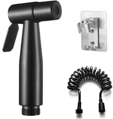 Douchette WC Kit de Pulvérisateur de Toilette pour Bidet Kit de Pulvérisateur de Bidet en Acier Inoxydable pour Douche Salle de Bain Hygiène Papier Toilette Nettoyage Des Couches (Noir)