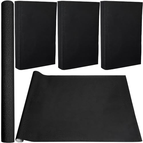 CRASPIRE 59 x 16.9 pollice Panno di Lino Nero per Libri A3-A8 Rilegatura Superficie In Tessuto Copertina di Libro con Retro In Carta Libri Album Scrapbooking Archivio Fai Da Te Protezione di Copertura