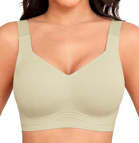Yommay Full Coverage Bras for Women - Comfortable Ladies Sleep & Everyday Bras with Padded Cups, Light Green, 2XL