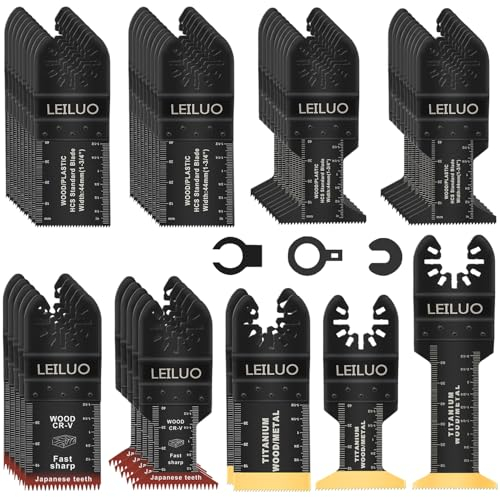 LEILUO 50-teiliges Multitool Zubehörset für Holz Nägel und Trockenbau Universelle Oszillierende Sägeaufsätze mit Aufbewahrungstasche Kompatibel mit DeWalt Makita Dremel und Mehr