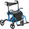 VEVOR 2-in-1 Rollator und Transportstuhl für Senioren zusammenklappbare Rollator-Rollstuhl-Kombination und Fußstützen leichter Aluminium-Rollator mit verstellbarem Griff All-Terrain-Räder 136 kg Blau