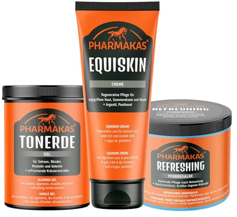 kavalio Stallapotheken Set II - Pharmakas Horse Fitform Tonerde Gel, Refreshing Pferdesalbe & Equiskin Balance Hautpflege