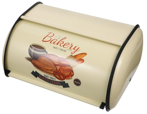 Amosfun Snack Storage Box Bread Bin Lid Iron-art Bread Holder Retro French Style Large Capacity Kitchen Storage Solution
