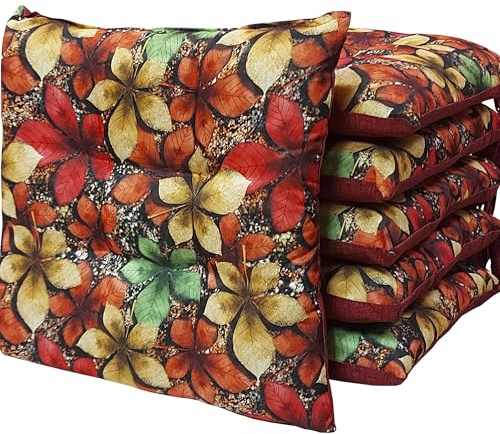 HABITA 33 HOME Set di 6 Cuscini Sedie Cucina in Stampa Digitale - Cuscini per Sedie da Cucina Trapuntati al Centro con Laccetti Copri Sedia per Interno o Esterno, Made in Italy (Autumn)