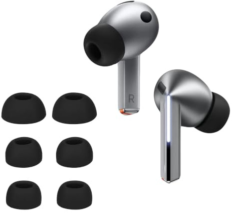 kwmobile 6x Auricolari di ricambio compatibile con Samsung Galaxy Buds 3 Pro/Galaxy Buds 4 Pro Gommini sostitutivi in Silicone - 3 Misure - nero