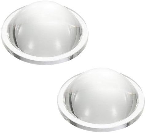 PATIKIL Diameter 44mm Flat Convex Lens, 2 Pcs Height 19mm High Borosilicate Glass LED Optical Convex Condenser Lens with Edge for Flashlight Car Bike Head Lamp Spotlight, Clear 2.8mm