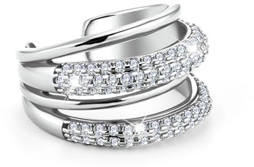 ALEXCRAFT Anelli Donna Regolabili Anello Argento Donna Anello Zircone