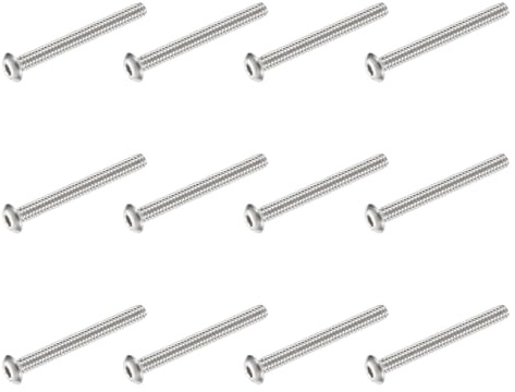 PATIKIL Viti A Testa Bombata Con Innesto Esagonale, 12 Pezzi #10-24 UNC x 1-3/4 Pollice 304 Acciaio Inossidabile Guida Esagonale Filettatura Completa Bulloni Macchina, Argento